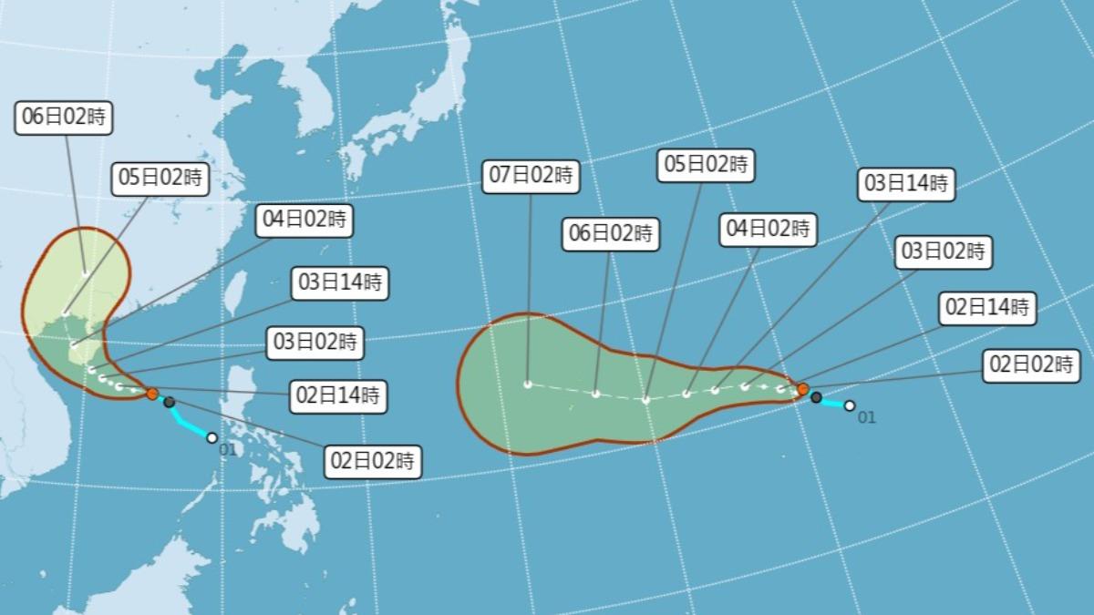 熱帶性低氣壓走向。（圖／氣象署）
