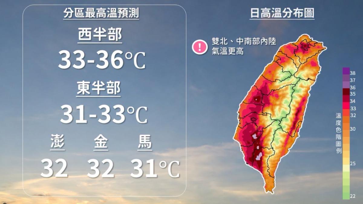天氣／7月盛夏模式！1地區中午恐飆36度　氣象署曝熱帶擾動路徑