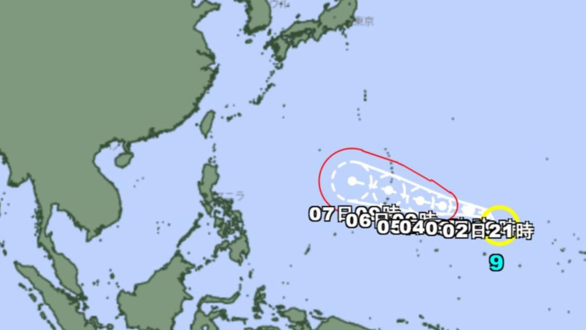 「巴威」持續向西北西方向移動。(圖／翻攝日本氣象廳)