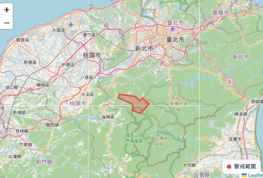 新北市大豹溪災防告警。(圖/中央氣象署)