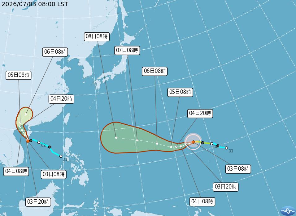 最新颱風路徑。(圖/氣象署)