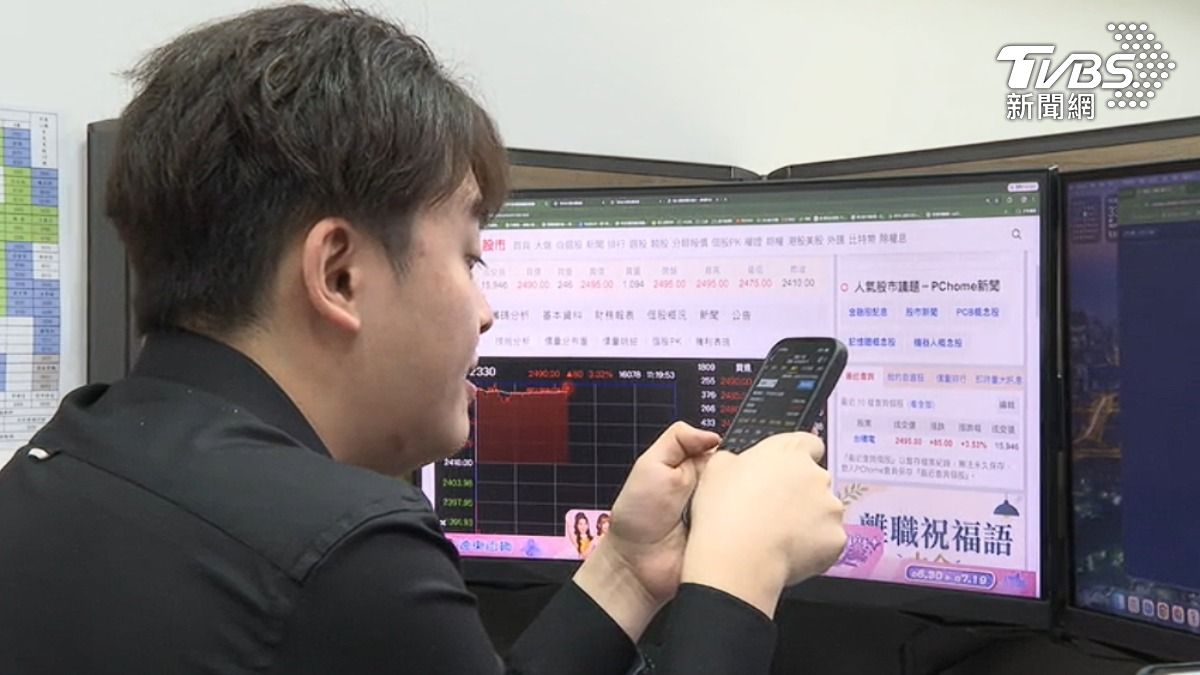 邊上班邊看盤，已是職場常見的景象。（圖／TVBS）