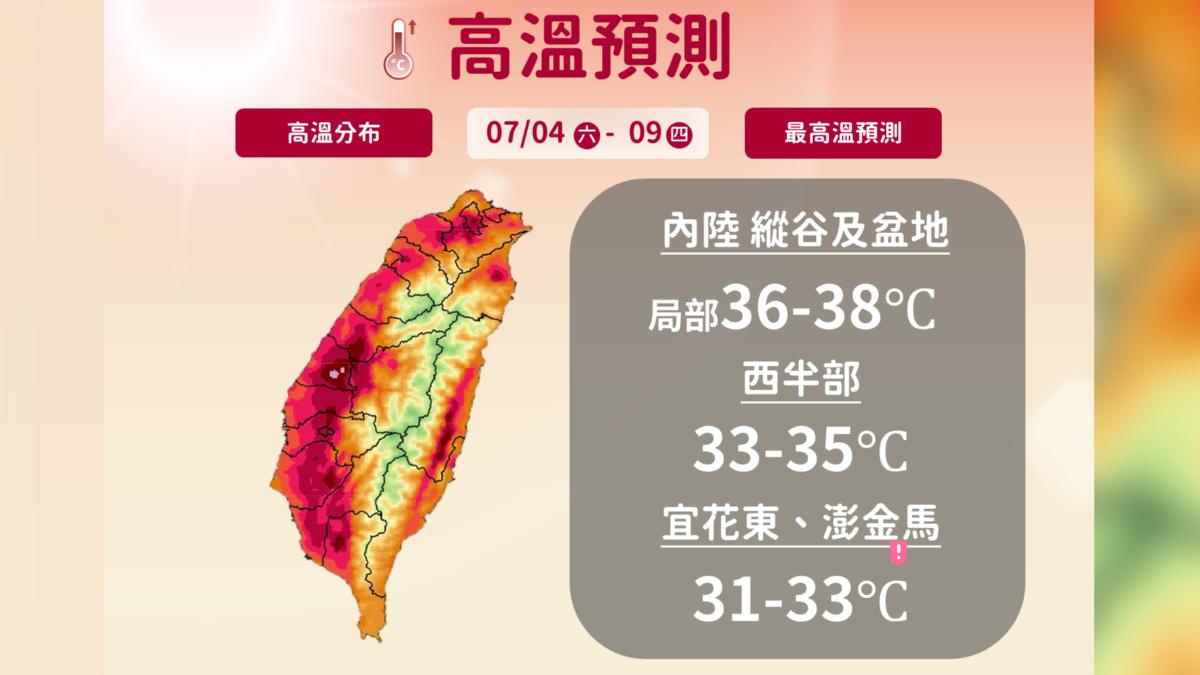 高溫預測。(圖/中央氣象署)