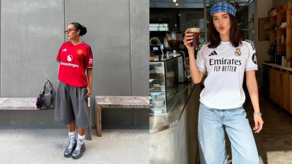 球衣搭配五分褲是今年最具代表性的造型之一。(圖/翻攝自小紅書)
