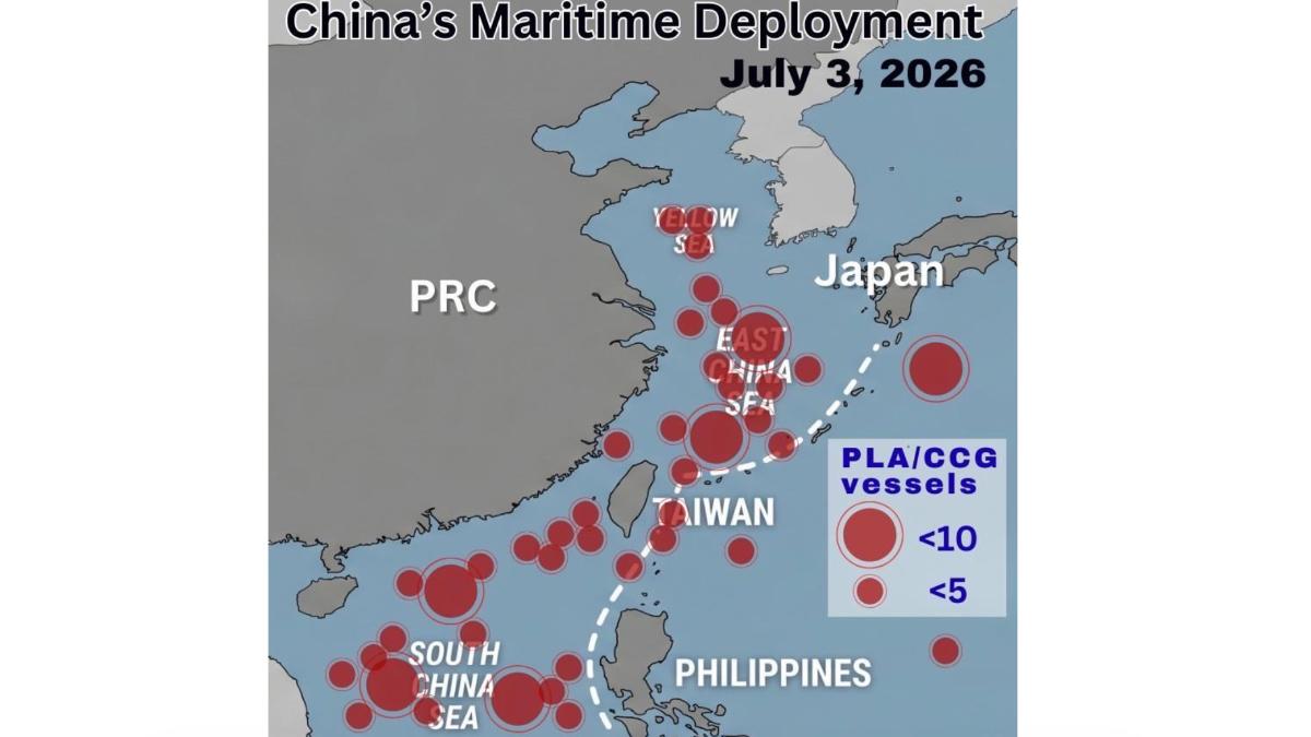 中共沿第一島鍊部署破百艘船艦 吳釗燮PO示意圖嗆「惡霸」