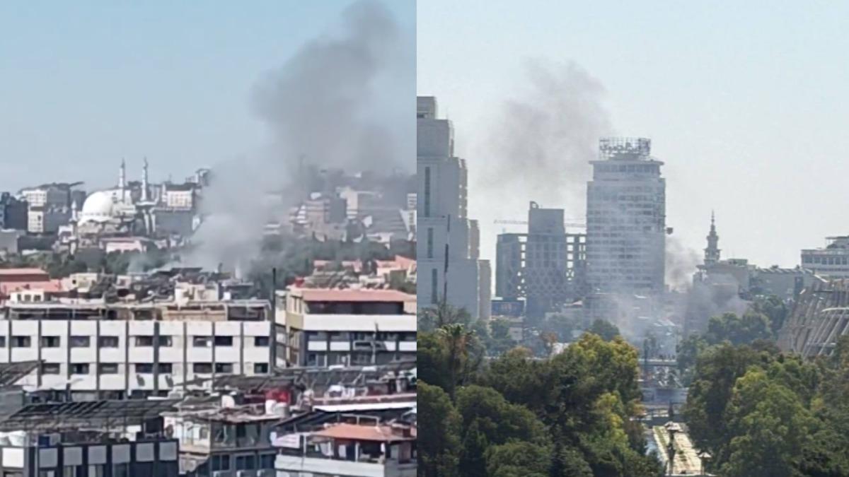 敘利亞首都大馬士革發生爆炸，地點距離法國總統下榻的飯店不遠。（圖／翻攝自Ｘ＠MoloWarMonitor）