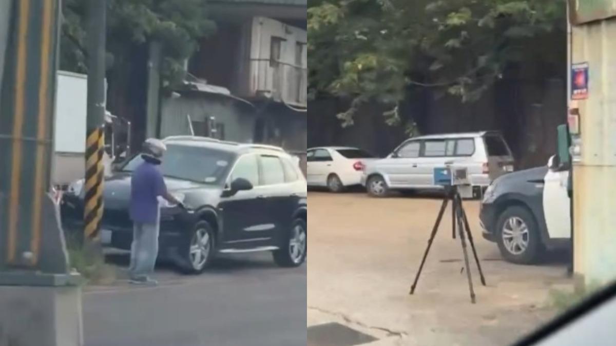 警車藏回收場「偷拍測速」!騎士站路邊狂揮手 萬人讚爆