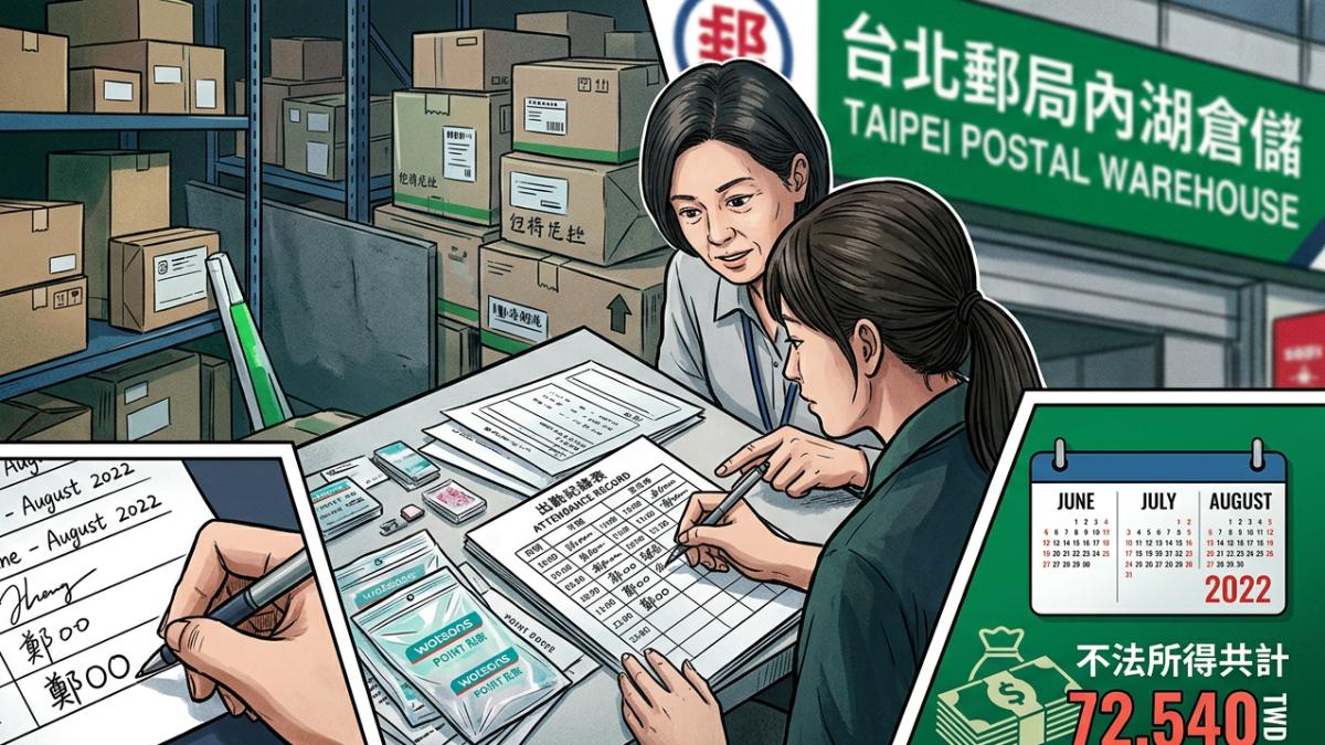 台北郵局員工涉貪!幫丈夫簽到上百次 詐領7萬多遭判刑