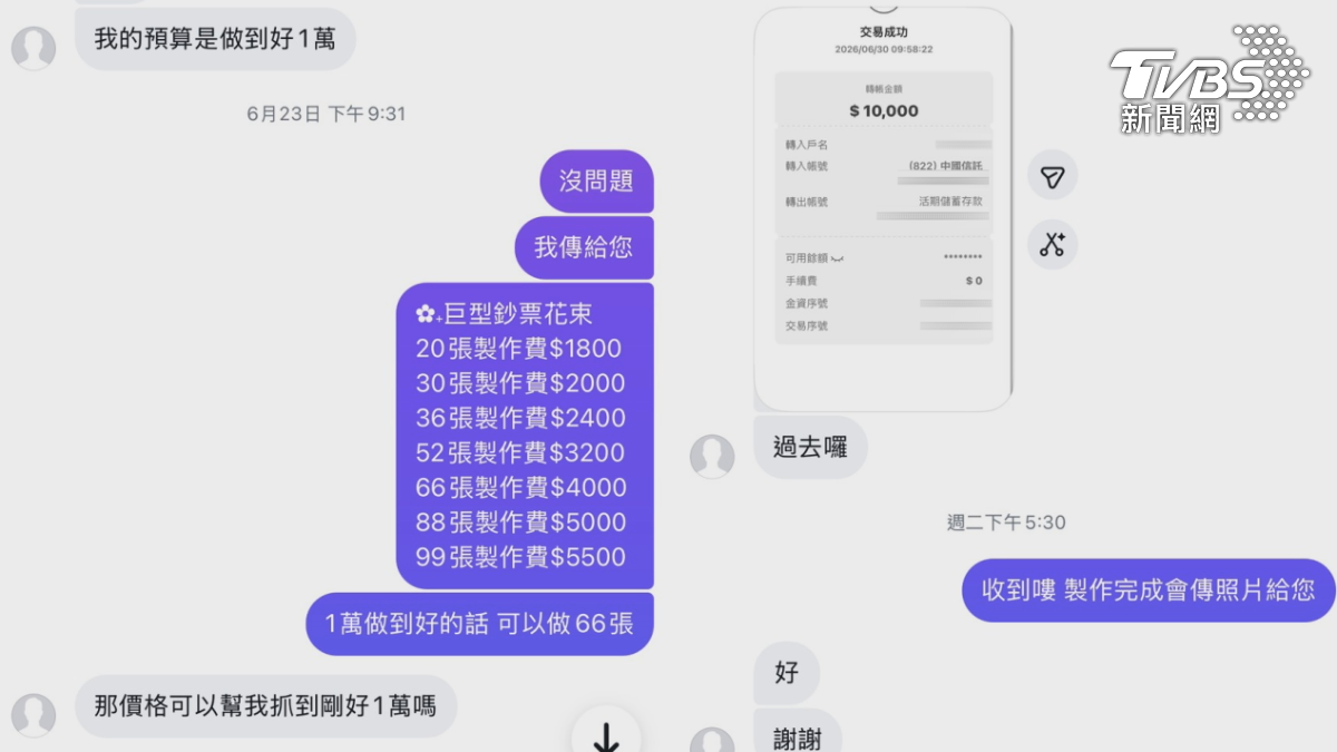 詐騙集團玩兩面手法,一邊提供花束業者帳號給被害人,又訂花想從中獲取現金,警方已經介入調查(圖/TVBS)