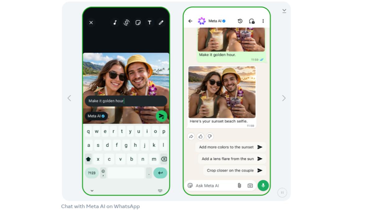 在 WhatsApp 上與 Meta AI 聊天編輯圖像。（圖／翻攝ai.meta）