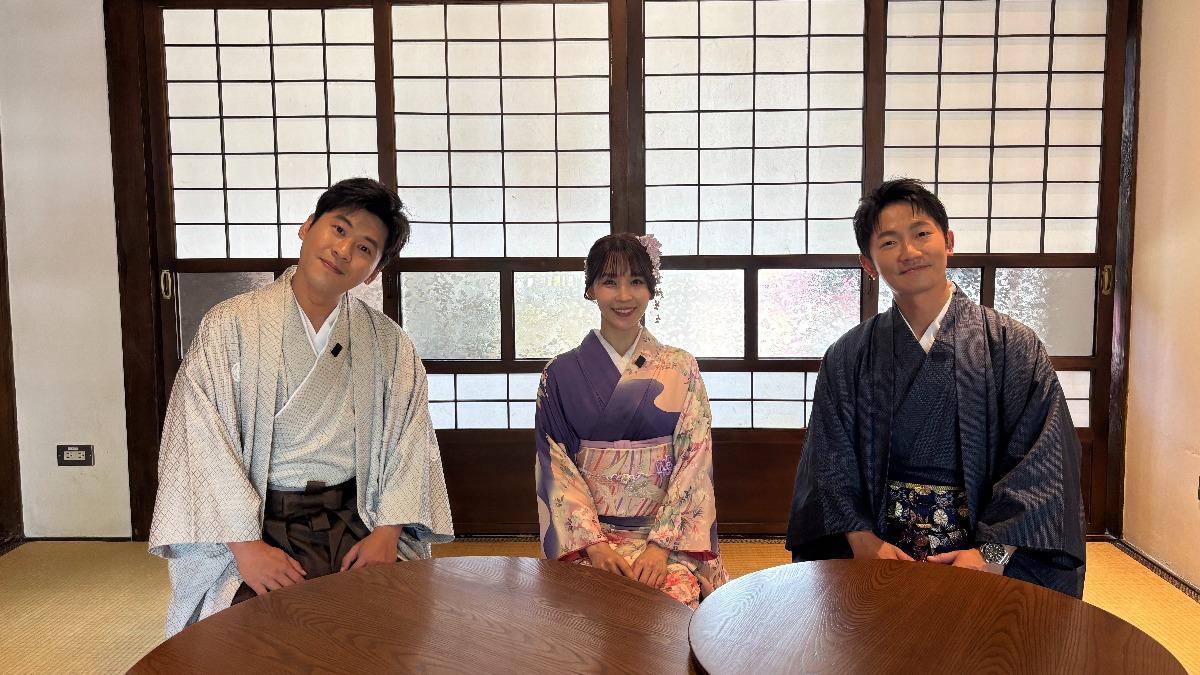 黃迪揚(左起)、愛子、蔡昌憲出外景。(圖/三立提供)