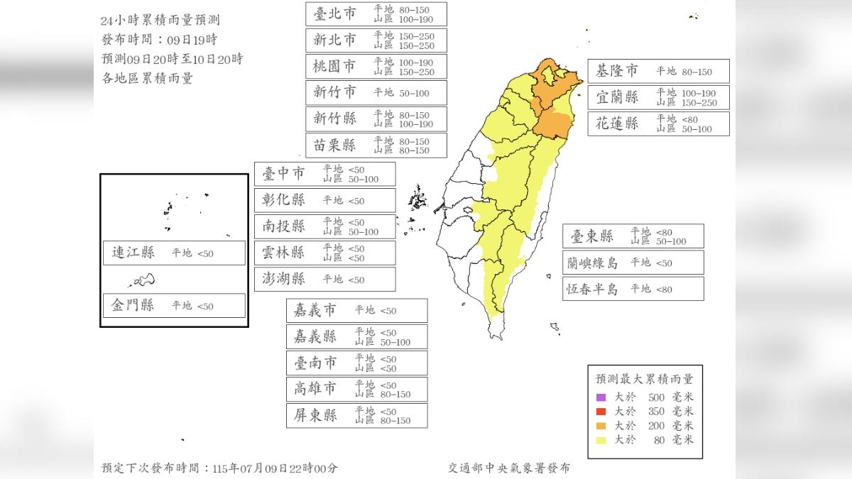 快訊/明放颱風假?最新風雨預測僅「桃園市山區」達停班停課標準