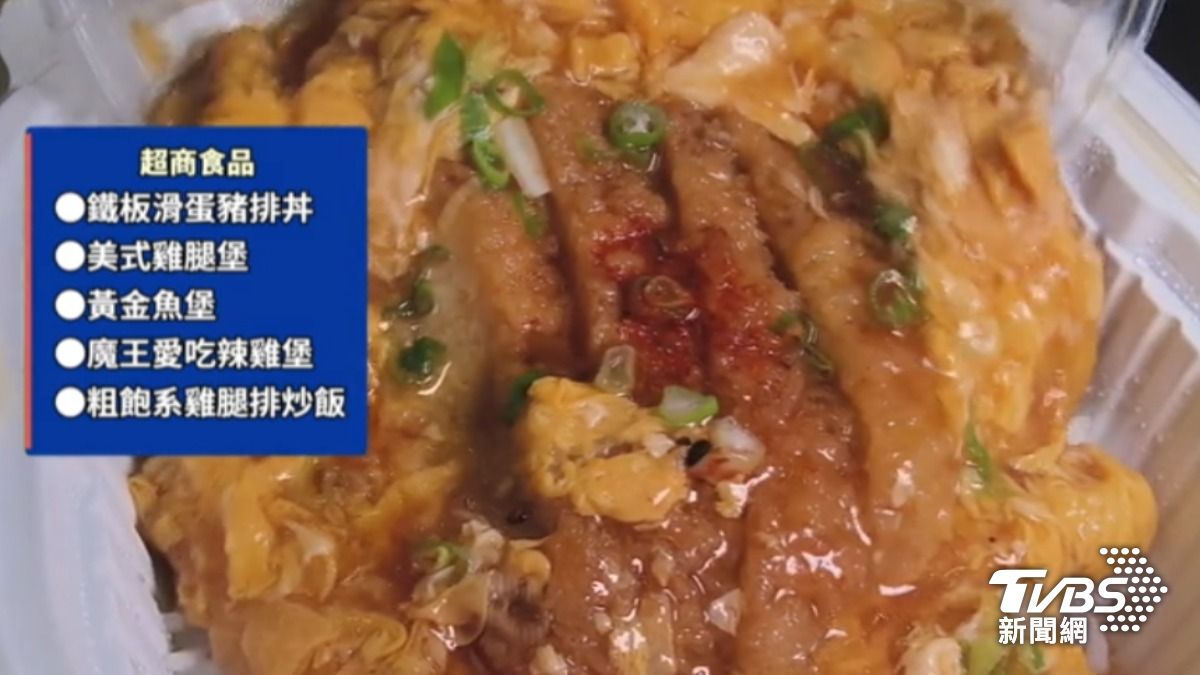在預防性下架產品清單中,超商的鐵板滑蛋豬排丼和粗飽系雞腿排炒飯便當上榜。(圖/TVBS)