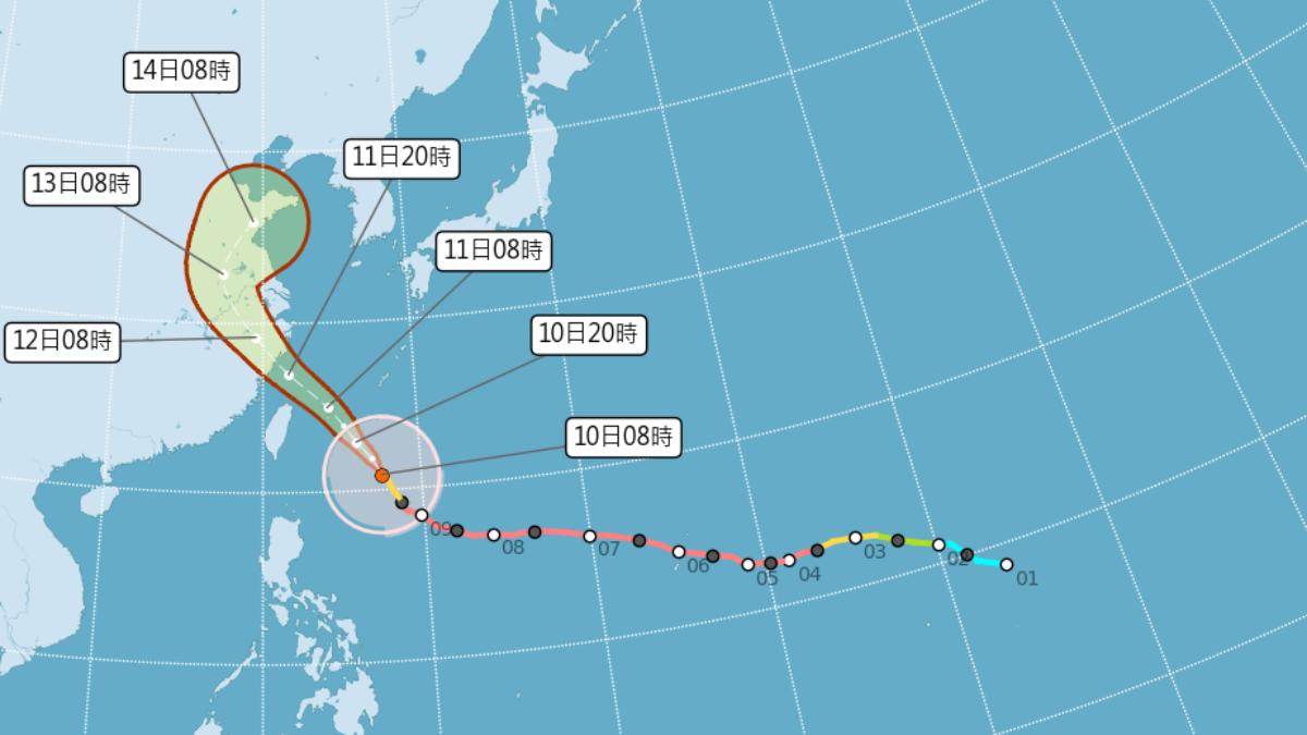 巴威颱風路線北修。(圖/翻攝自氣象署)