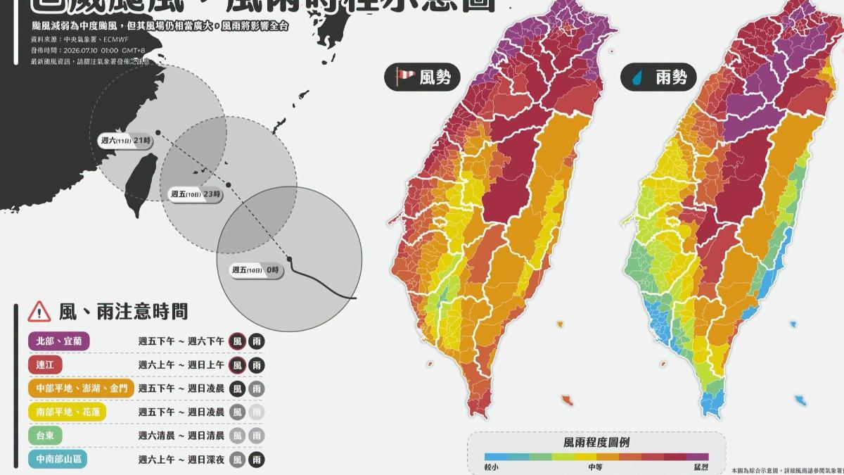 天氣/巴威颱風速度變慢!影響恐更久 最新風雨時程圖快看