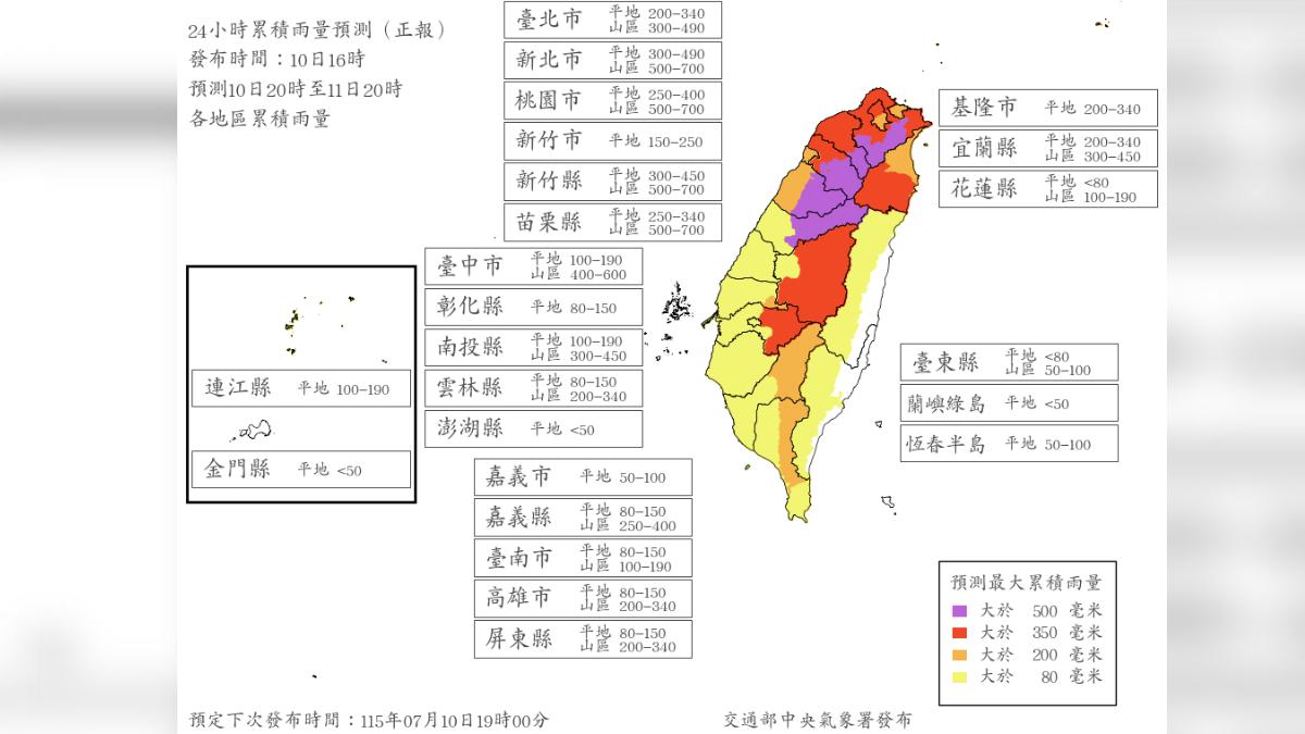 巴威颱風最新風雨預測曝。(圖/翻攝自氣象署)
