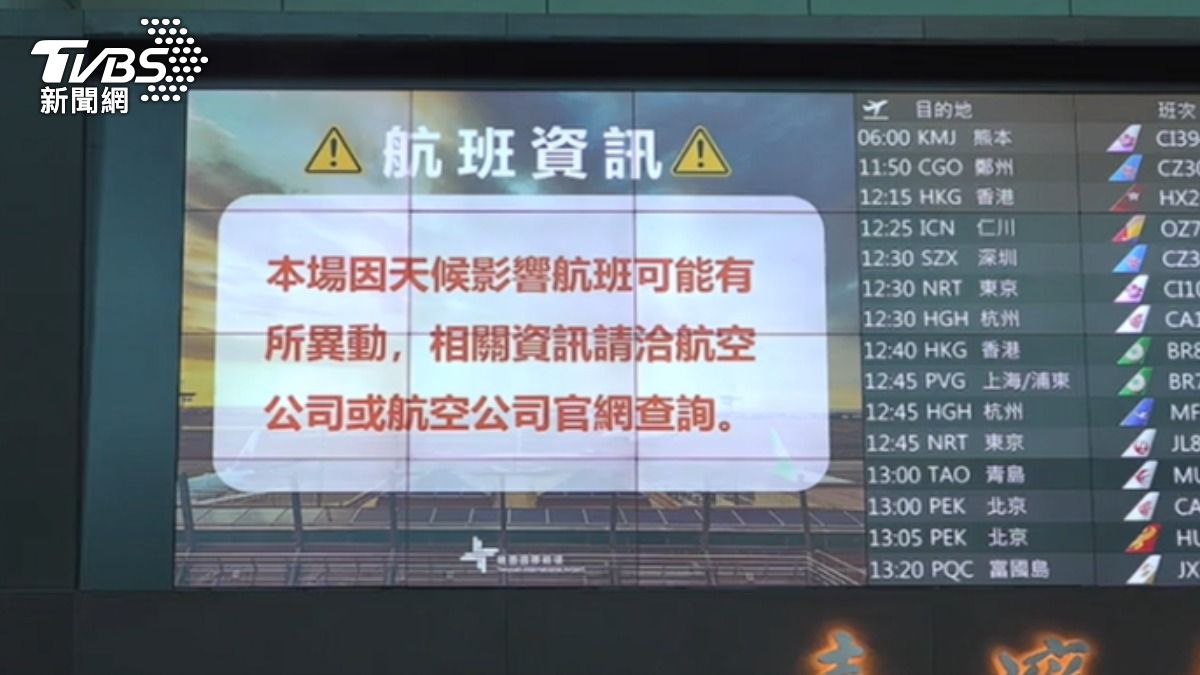 巴威來風來襲,桃機7/11共760架次班機取消。(圖/TVBS)