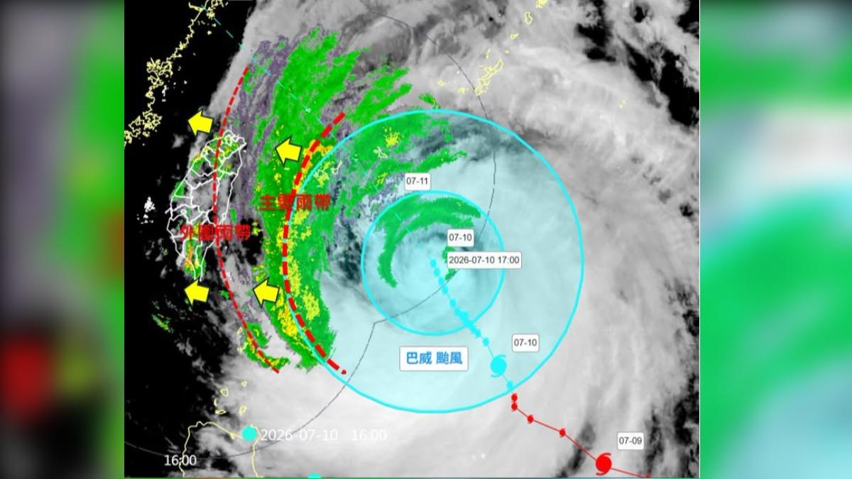 深夜變天!巴威颱風晚間「主要雨帶壓境」 台中以北恐超大豪雨