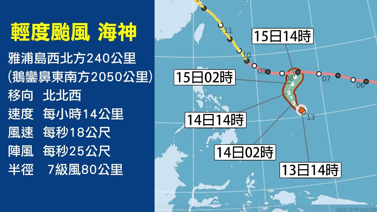 颱風海神環境不利發展。(圖/TVBS)