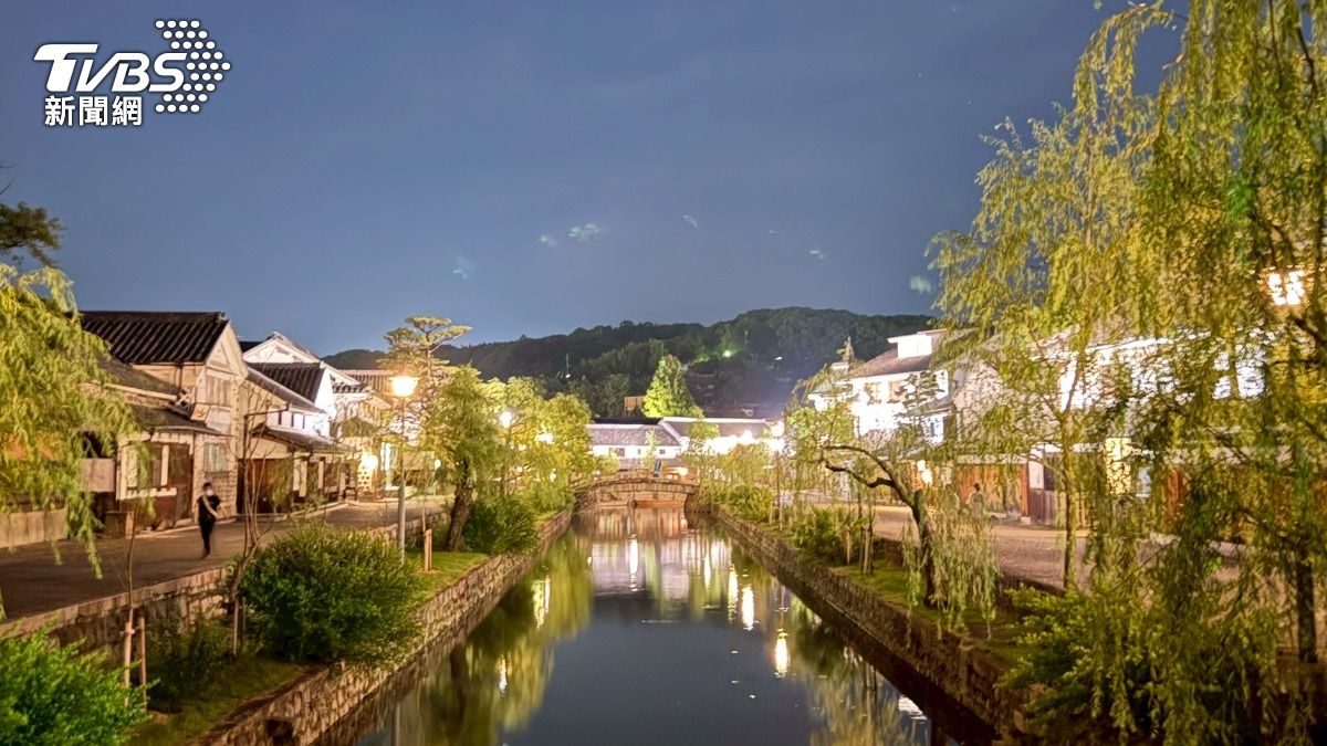 夜晚漫步於倉敷美觀地區,觀賞江戶時代的日式景色。(圖/陳昫蓁攝)