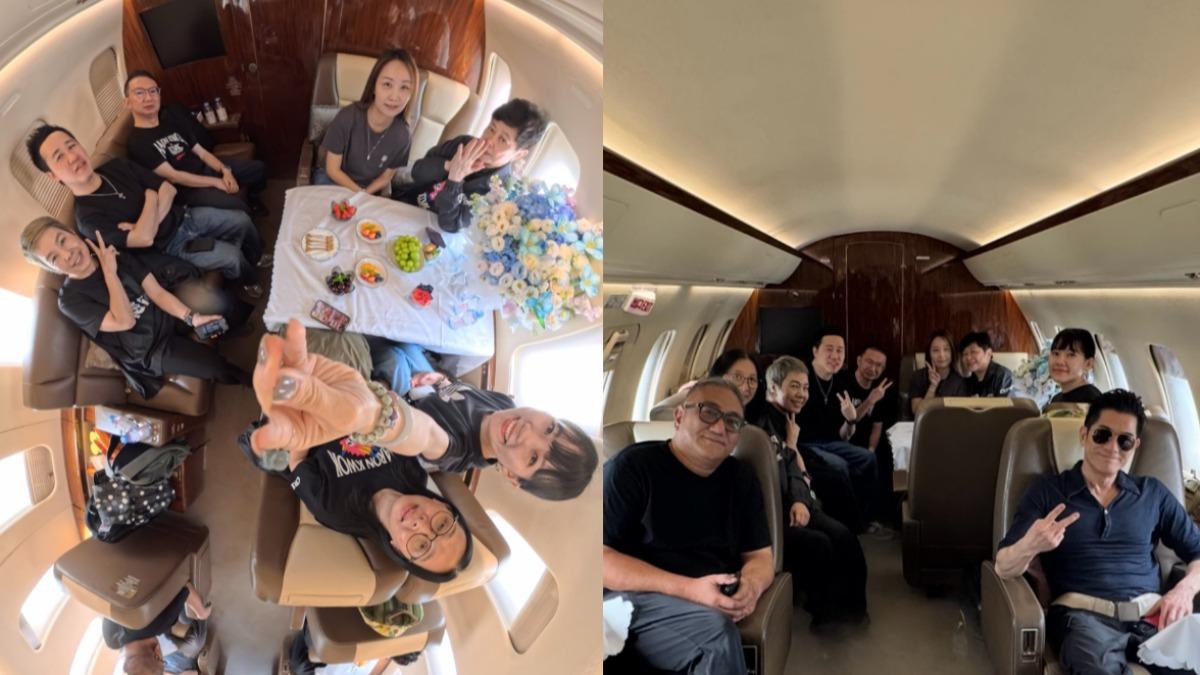 郭富城私人飛機與員工開心合照。（圖／翻攝自IG@siumayceo）