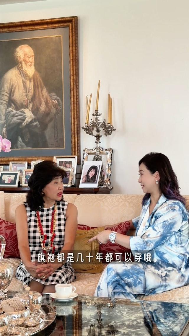 長期以來的自律與保養,讓82歲的她依然能完美穿下十幾年前的舊衣服與旗袍。(圖/翻攝自翁虹小紅書)