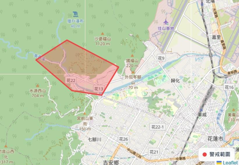 氣象署針對花蓮縣砂婆礑溪發布災防告警。(圖/中央氣象署)