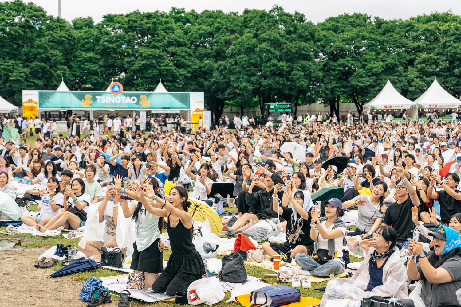歌手登台瞬間,首爾公園音樂節觀眾紛紛起身歡呼。(圖/CJ ENM Hong Kong Ltd.提供)