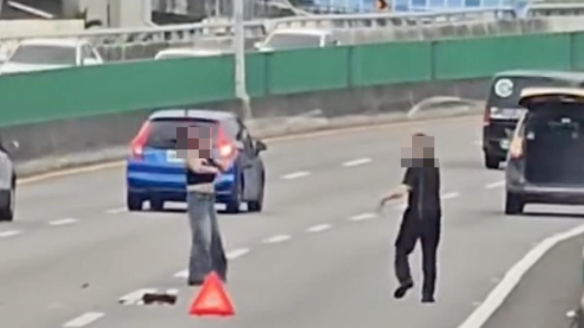 台74快速道路驚魂!長髮男酒醉跳車 車道發癲影像曝光