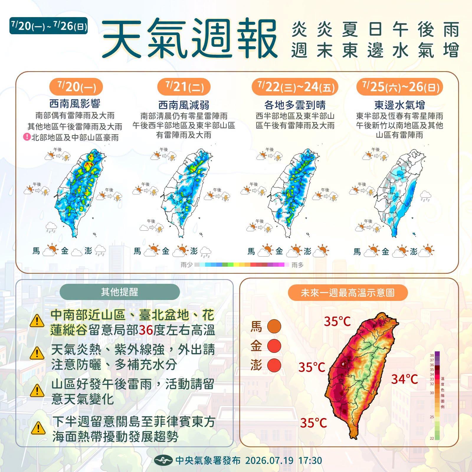 天氣-現在天氣-台灣天氣-氣象署-午後雷雨-颱風-明天天氣