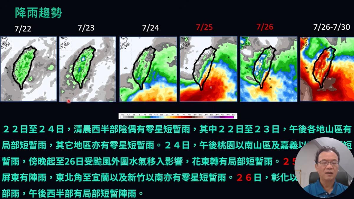未來一週降雨趨勢。(圖/翻攝賈新興YT)