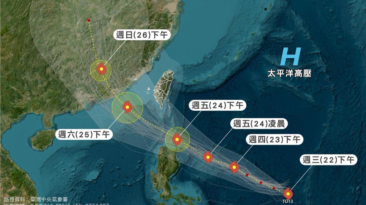 天氣/準颱風紅霞最新路徑曝!暴風圈恐「掠過近海」 各地風雨一次看