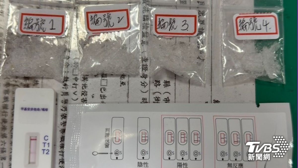 警方還在鍾男車內查扣安非他命四包。（圖／TVBS）