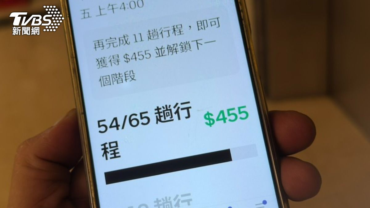 平台規定一天跑到一定的趟數,就能領到對應的獎金。(圖/陳昫蓁攝)