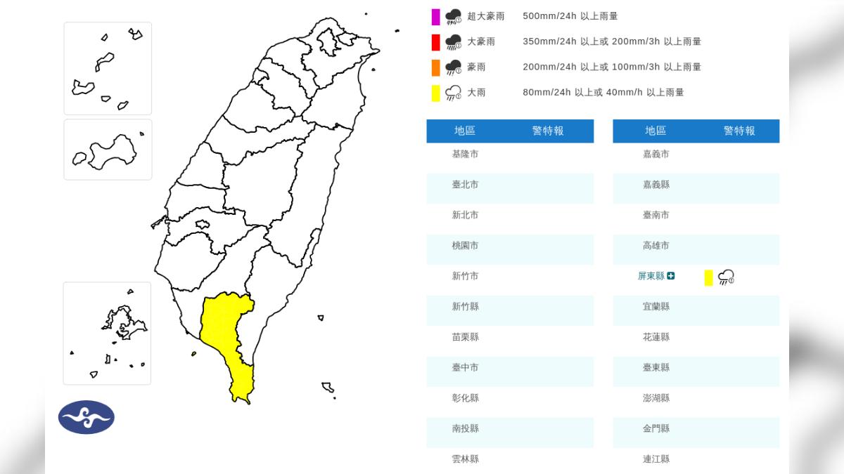 天氣/下班注意!這地大雨特報對流旺盛 恐一路下到周五