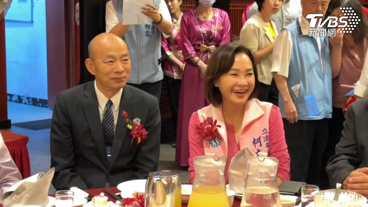 立法院長韓國瑜24日晚間南下高雄，與國民黨參選人柯志恩同框出席活動。（圖／TVBS）