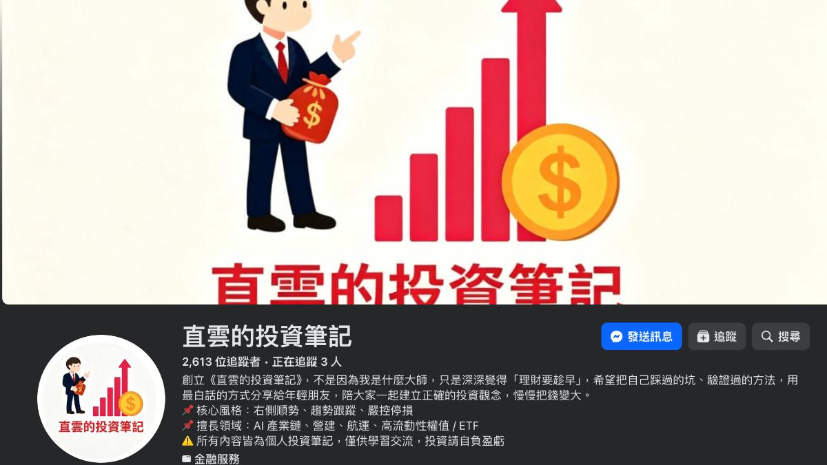 台股劇烈震盪股票難預測？22萬粉「直雲的投資筆記」粉專疑解散