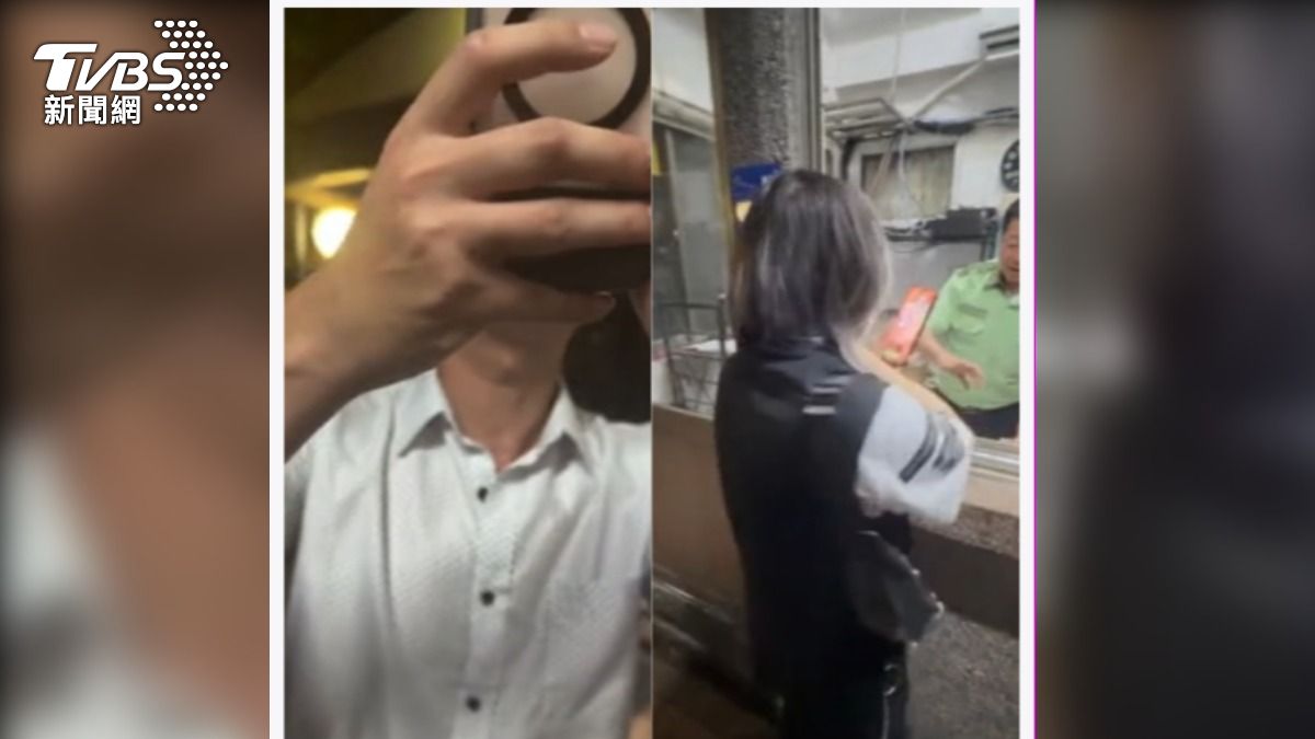 社區主委(左)和住戶(右)電梯口碰疑撞爆衝突,兩人扭打互相提告。(圖/TVBS)