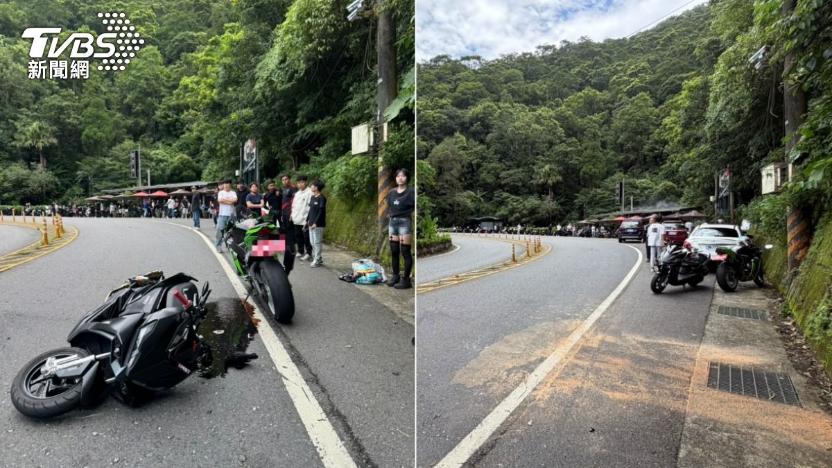 有片／北宜公路財貿灣1小時2事故！機車撞進咖啡廳　驚悚畫面曝