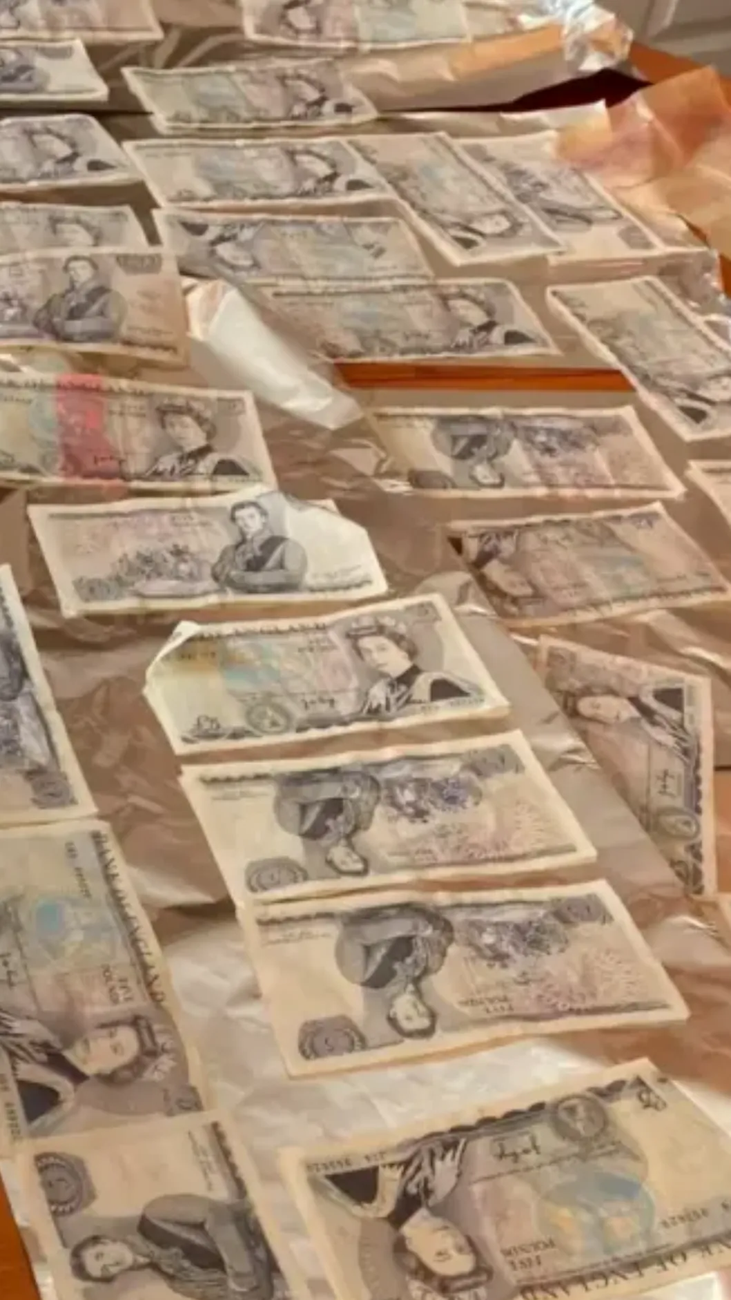 油漆罐裡的鈔票總金額高達1,000英鎊以上。（圖／翻攝自紐約郵報）