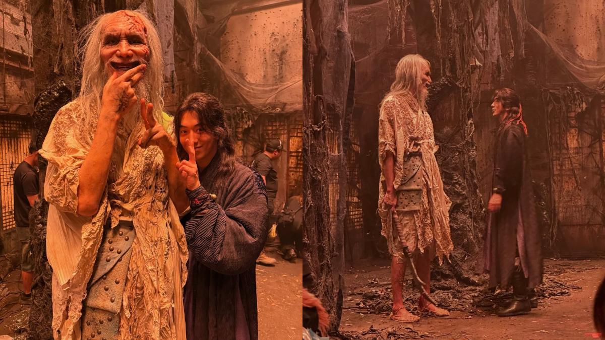 趙鎮錫在劇中飾演「䭾殺戡翁」,是反派巫師供俸的身主神,在歸依世界中要阻止九天營救王,兩人展開一場大戰。(圖/翻攝自IG@jseok_j)