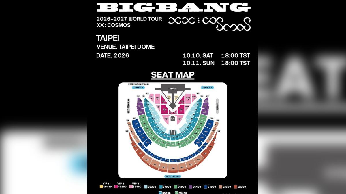 BIGBANG大巨蛋演唱會票價、座位圖公開。(圖/超級圓頂提供)