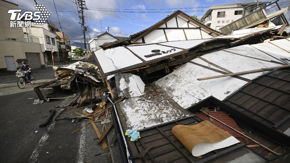 熊本倒塌建築。（圖／達志影像美聯社）