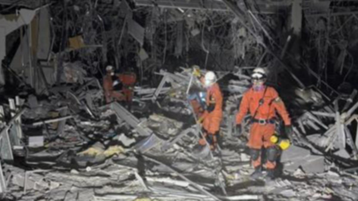 AEON MALL 熊本二樓結構坍塌與爆炸，目前已確認商場內有2人死亡。（圖／翻攝自News Digest)