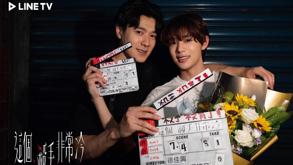 易恩（左）殺青前重感冒，與 Alex 拍吻戲狂 NG。（圖／LINE TV提供）