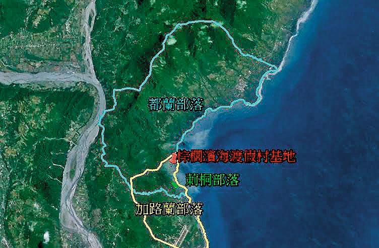 加路蘭、都蘭部落劃設的傳統領域,都把莿桐部落涵蓋進去。(翻攝Google map)