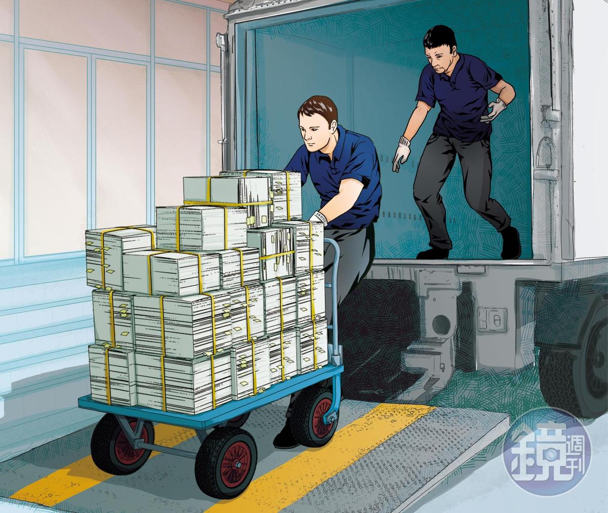 工人搬上車 台北地檢署執行卷證銷毀作業時搞烏龍,直接將待入庫保存的何智輝案卷證送上銷毀專車。