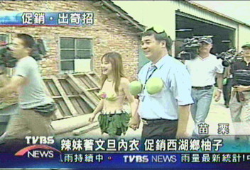 辣妹著文旦內衣 促銷西湖鄉柚子
