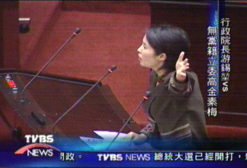 質詢游錫堃 女立委落淚又拍桌