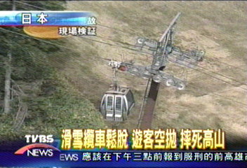 日纜車意外　兩遊客掉落地送醫不治
